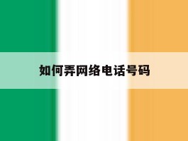 如何弄网络电话号码