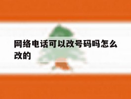 网络电话可以改号码吗怎么改的