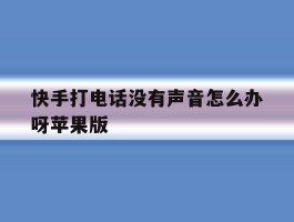 快手打电话没有声音怎么办呀苹果版