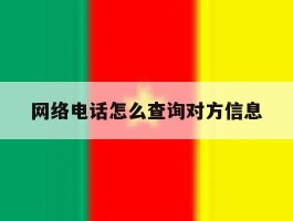 网络电话怎么查询对方信息