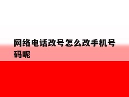 网络电话改号怎么改手机号码呢