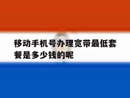 包含移动手机号办理宽带最低套餐是多少钱的呢的词条