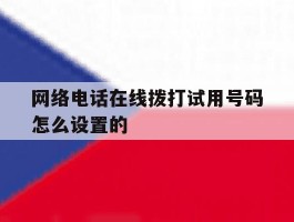 网络电话在线拨打试用号码怎么设置的