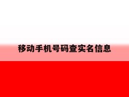 移动手机号码查实名信息
