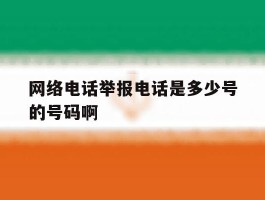 网络电话举报电话是多少号的号码啊
