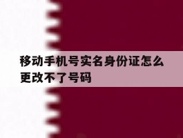 移动手机号实名身份证怎么更改不了号码
