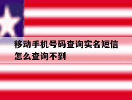 移动手机号码查询实名短信怎么查询不到