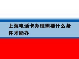 上海电话卡办理需要什么条件才能办