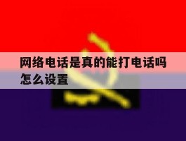 网络电话是真的能打电话吗怎么设置