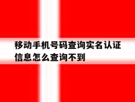 移动手机号码查询实名认证信息怎么查询不到