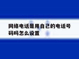 网络电话是用自己的电话号码吗怎么设置