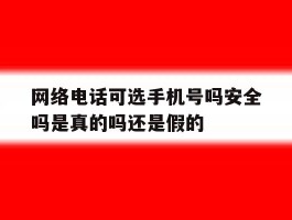 包含网络电话可选手机号吗安全吗是真的吗还是假的的词条