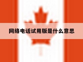 网络电话试用版是什么意思
