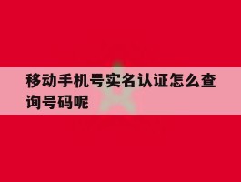 移动手机号实名认证怎么查询号码呢的简单介绍