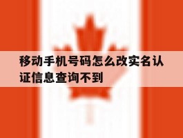 移动手机号码怎么改实名认证信息查询不到的简单介绍