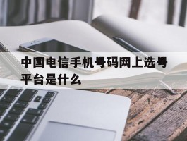 中国电信手机号码网上选号平台是什么