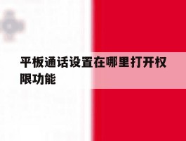 平板通话设置在哪里打开权限功能