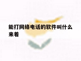 能打网络电话的软件叫什么来着