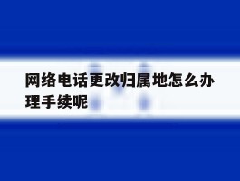 网络电话更改归属地怎么办理手续呢