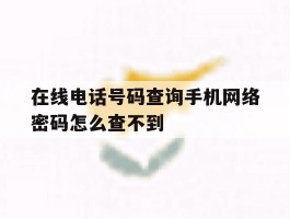 在线电话号码查询手机网络密码怎么查不到