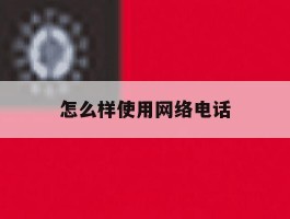 怎么样使用网络电话