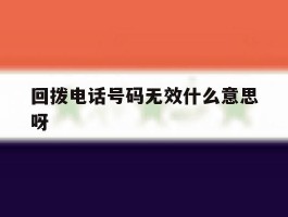 回拨电话号码无效什么意思呀