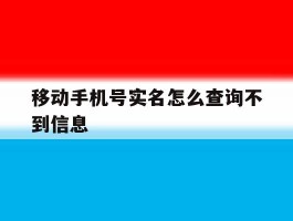 移动手机号实名怎么查询不到信息
