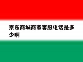 京东商城商家客服电话是多少啊