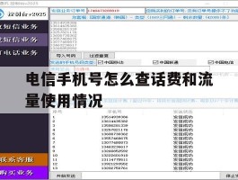 电信手机号怎么查话费和流量使用情况