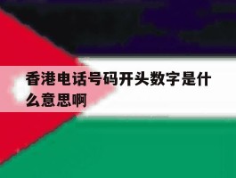 香港电话号码开头数字是什么意思啊