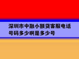 深圳市中融小额贷客服电话号码多少啊是多少号的简单介绍