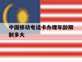 中国移动电话卡办理年龄限制多大