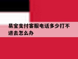 关于易宝支付客服电话多少打不进去怎么办的信息