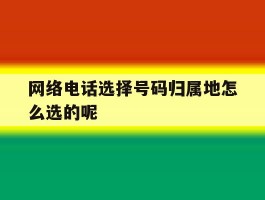 网络电话选择号码归属地怎么选的呢