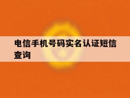 电信手机号码实名认证短信查询