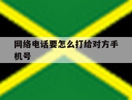 网络电话要怎么打给对方手机号