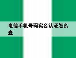 电信手机号码实名认证怎么查