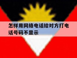 怎样用网络电话给对方打电话号码不显示的简单介绍